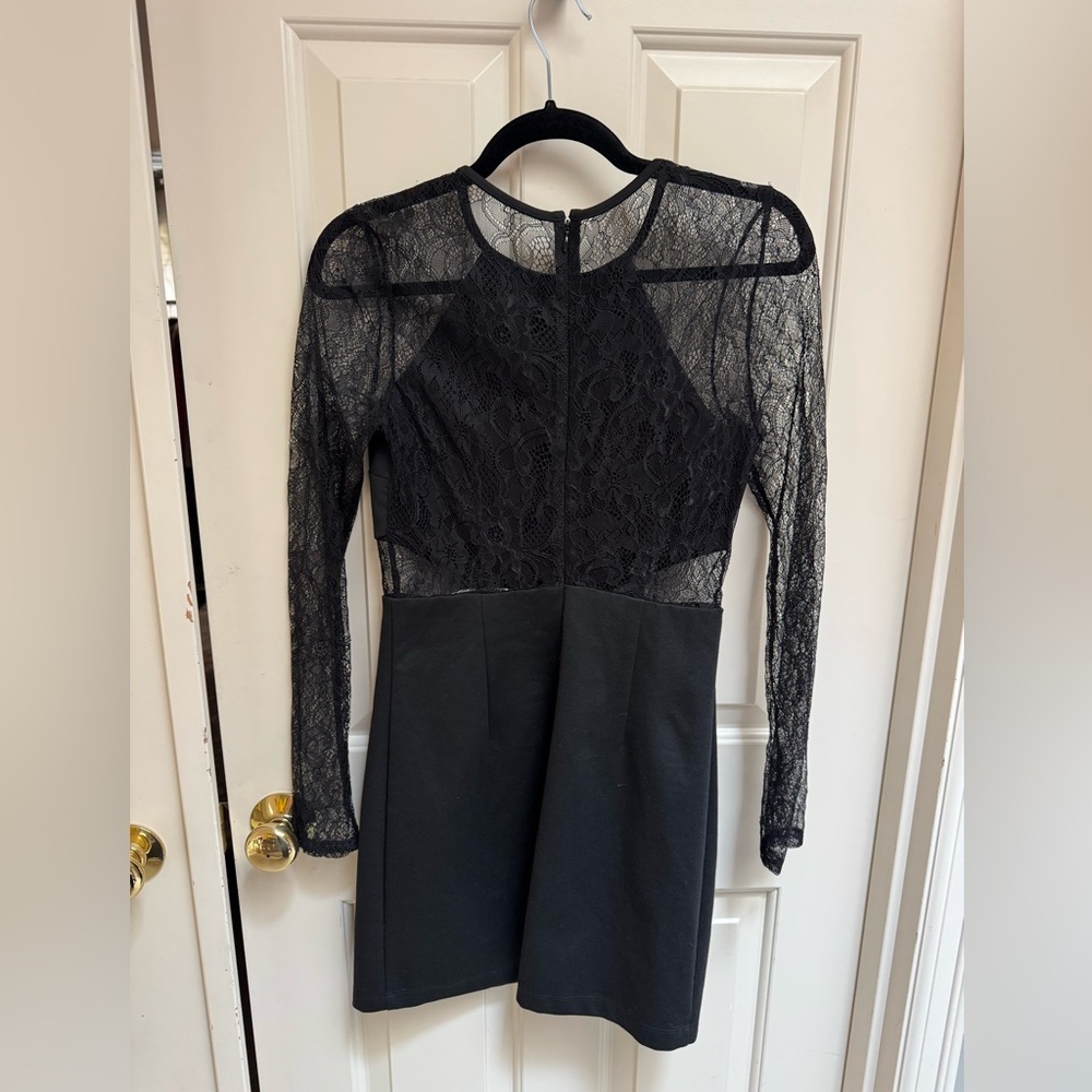 BCBGeneration Black Lace Inset Long Sleeve Bodycon Dress - Picture 2 of 7